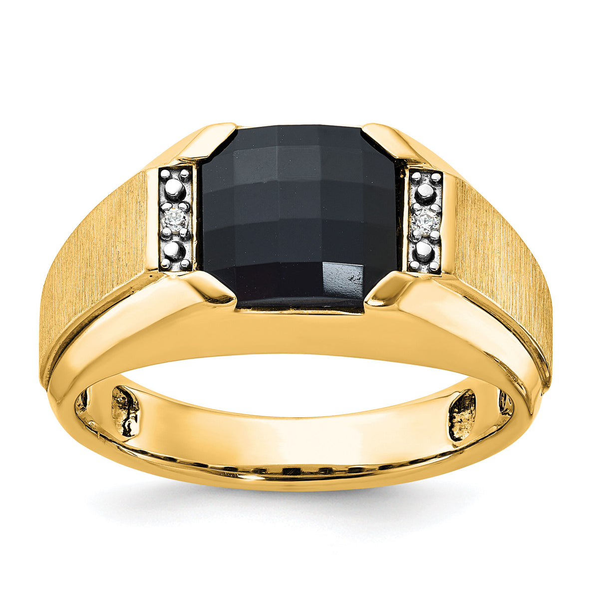 10k IBGoodman Men's Polished and Satin Gemstone Ring Mounting-B52014