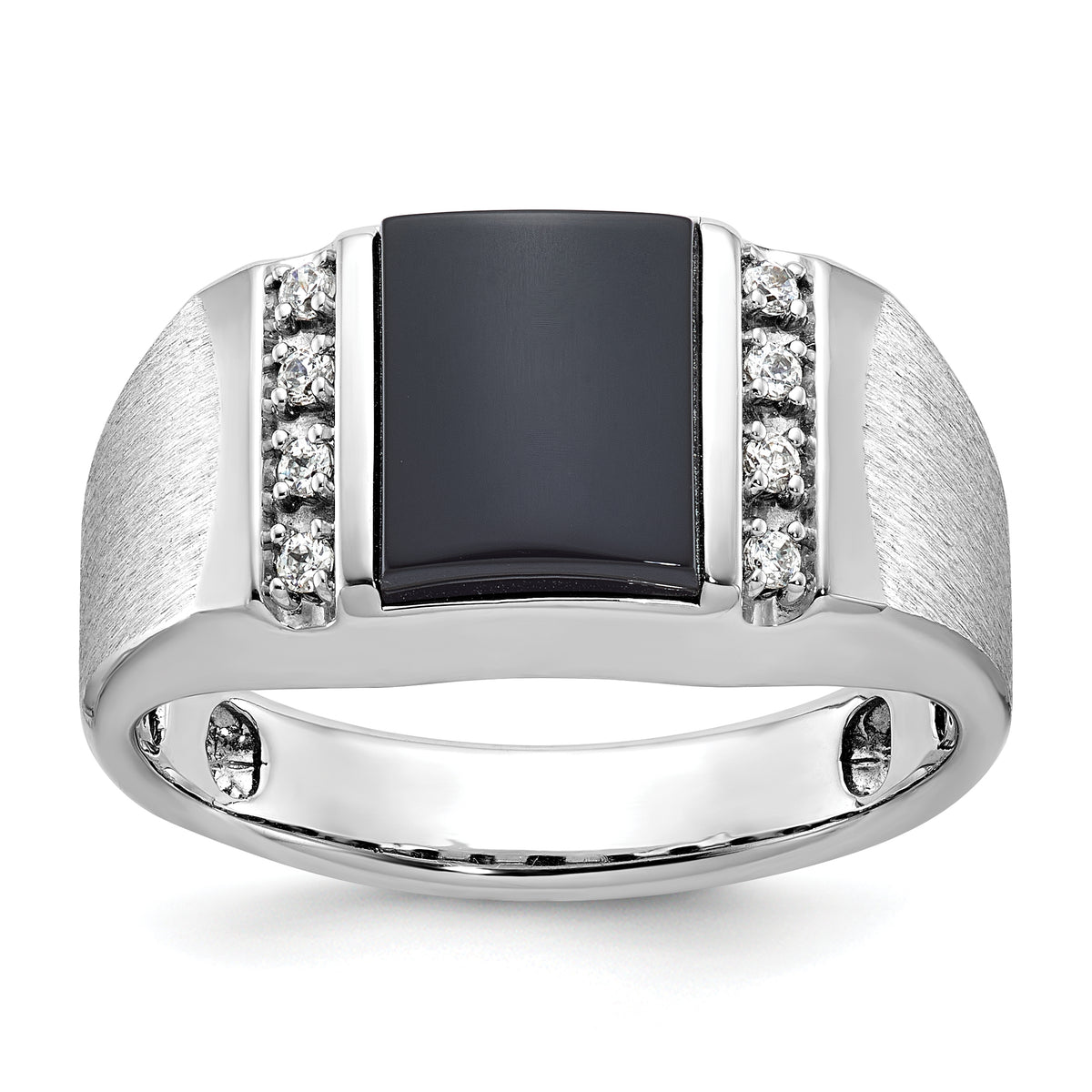 10k White Gold IBGoodman Men's Satin Onyx and Diamond Ring Mounting-B52028-0W