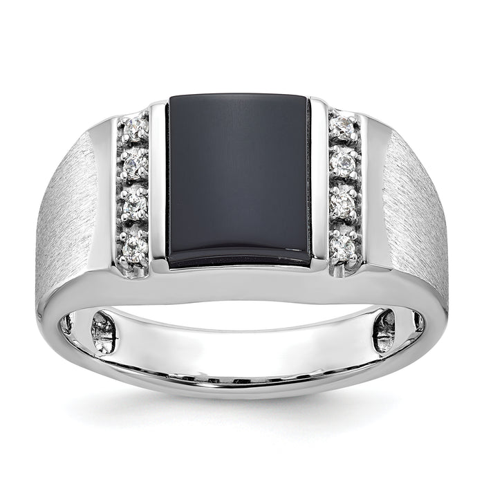 10k White Gold IBGoodman Men's Satin Onyx and Diamond Ring Mounting-B52028-0W