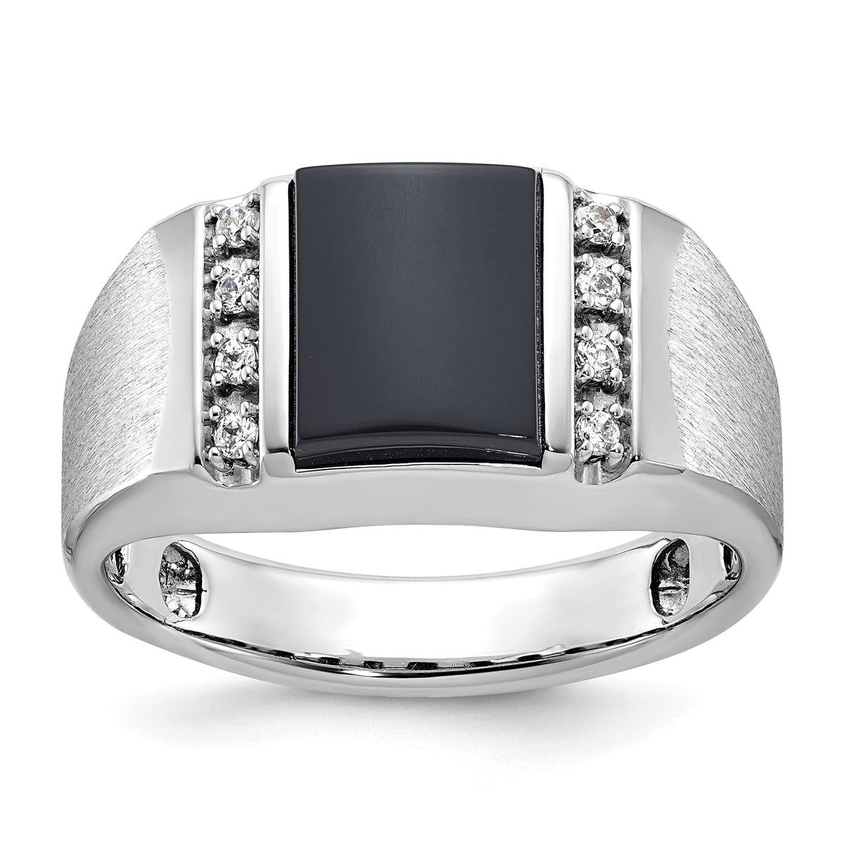 10k White Gold IBGoodman Men's Satin Onyx and Diamond Ring Mounting-B52028