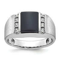 10k White Gold IBGoodman Men's Satin Onyx and Diamond Ring Mounting-B52028