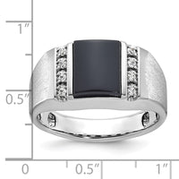 14k White Gold IBGoodman Men's Satin Onyx and 1/8 carat Diamond Complete Ring-B52028-4WOX/AA