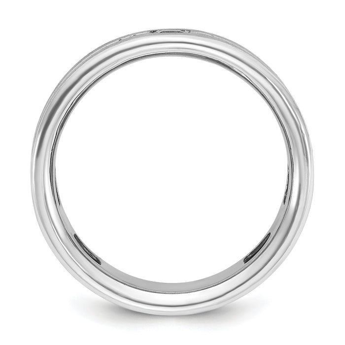 14k White Gold IBGoodman Men's Satin Cr. Sapphire Diamond Complete Ring-B52042