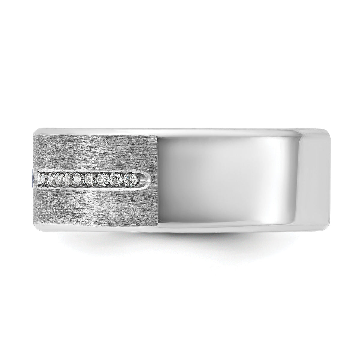 14k White Gold IBGoodman Men's Satin Cr. Sapphire Diamond Complete Ring-B52042