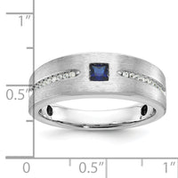 14k White Gold IBGoodman Men's Satin Cr. Sapphire Diamond Complete Ring-B52042