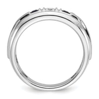 14kw IBGoodman Men's Satin/Grooved Dia & Cr. Sapphire 3-Stone Ring-B52049