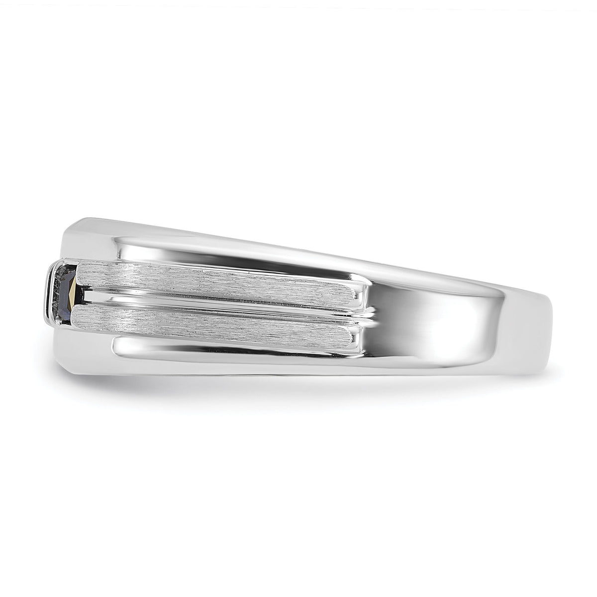 14kw IBGoodman Men's Satin/Grooved Dia & Cr. Sapphire 3-Stone Ring-B52049