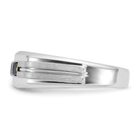 14kw IBGoodman Men's Satin/Grooved Dia & Cr. Sapphire 3-Stone Ring-B52049