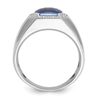 14k White Gold IBGoodman Men's Created Sapphire and 1/3 carat Diamond Complete Ring-B52058-4WCS/AA