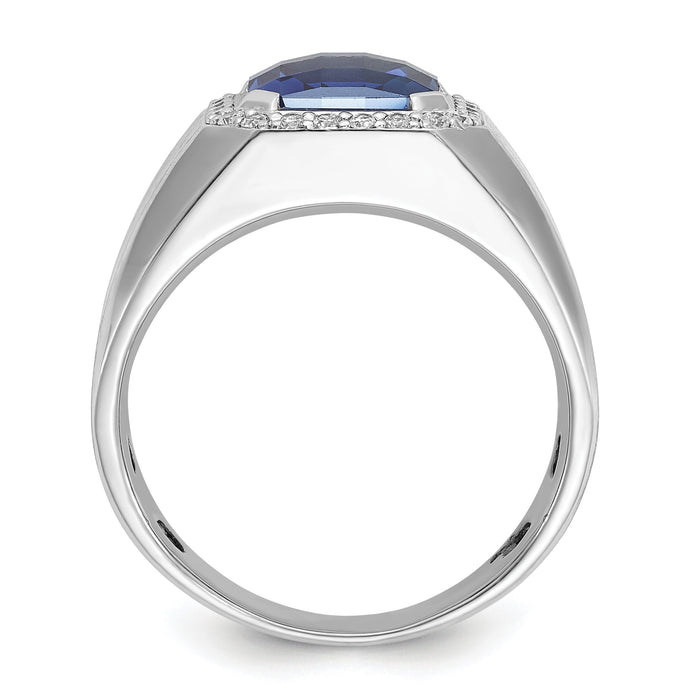 14k White Gold IBGoodman Men's Cr. Sapphire and Diamond Complete Ring-B52058
