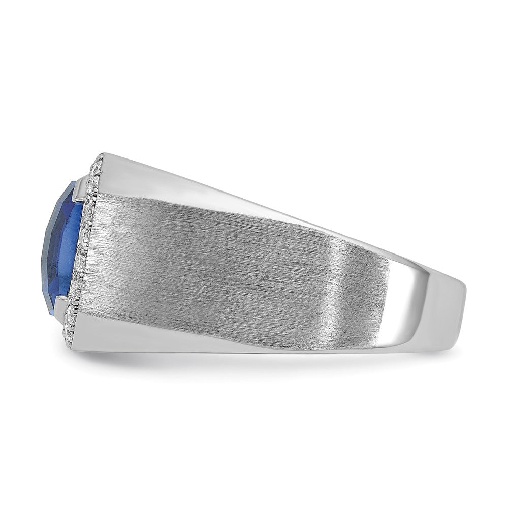 14k White Gold IBGoodman Men's Created Sapphire and 1/3 carat Diamond Complete Ring-B52058-4WCS/AA