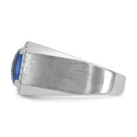 14k White Gold IBGoodman Men's Created Sapphire and 1/3 carat Diamond Complete Ring-B52058-4WCS/AA
