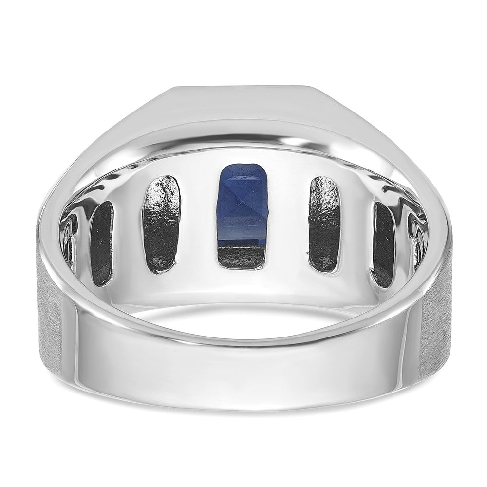 14k White Gold IBGoodman Men's Created Sapphire and 1/3 carat Diamond Complete Ring-B52058-4WCS/AA