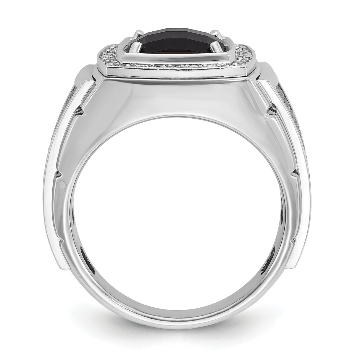 10k White Gold IBGoodman Men's Black Rhodium Onyx and Diamond Complete Ring-B52070