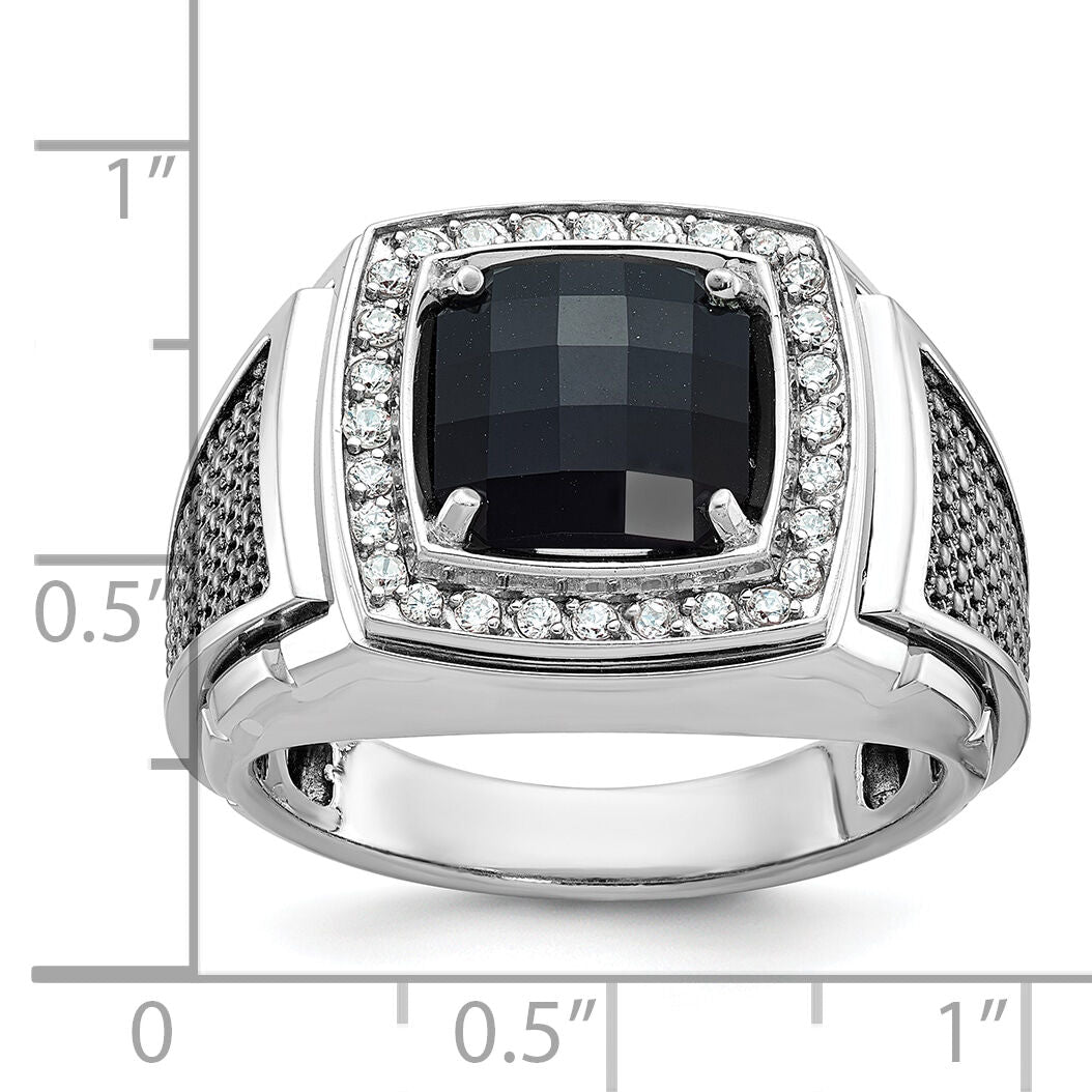 10k White Gold IBGoodman Men's Black Rhodium Onyx and Diamond Complete Ring-B52070