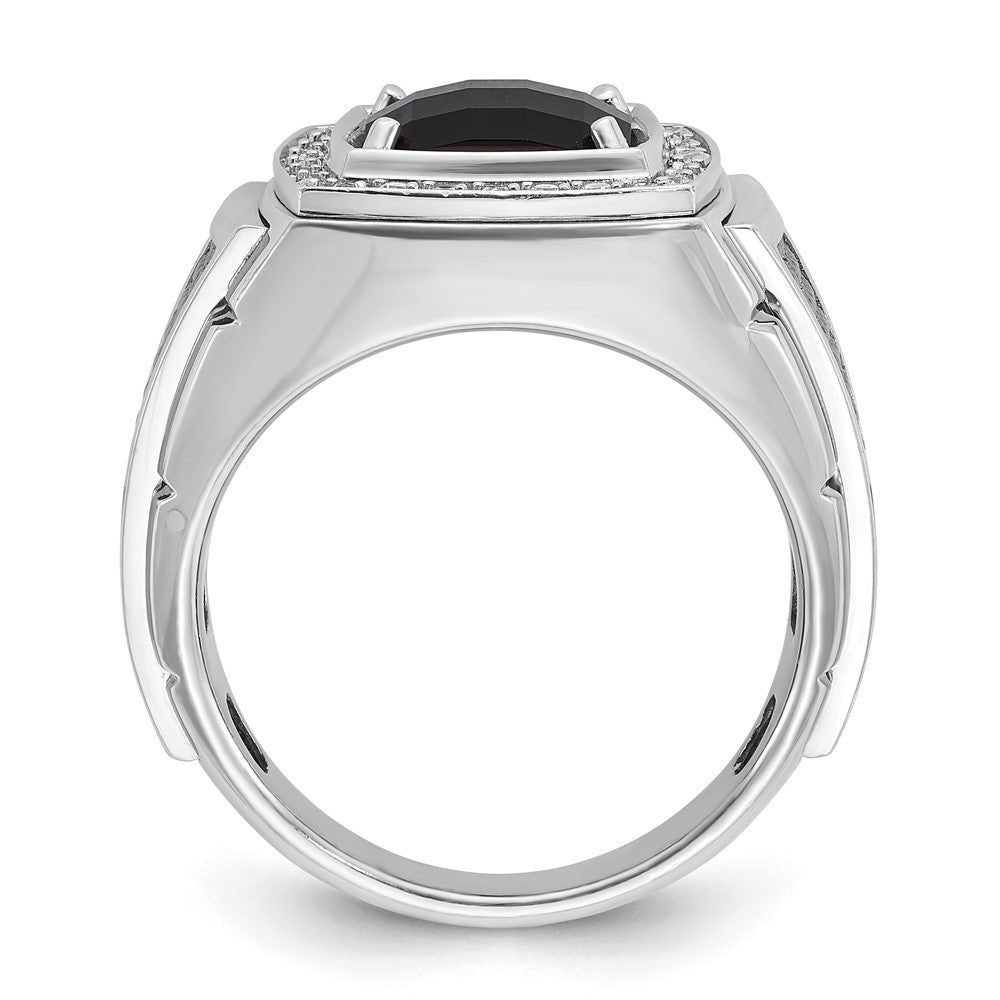 14k White Gold with Black Rhodium IBGoodman Men's Onyx and 1/4 carat Diamond Complete Ring-B52070-4WOX/AA