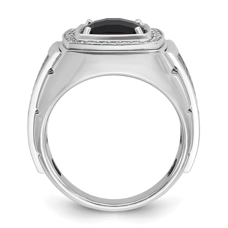 14k White Gold with Black Rhodium IBGoodman Men's Onyx and 1/4 carat Diamond Complete Ring-B52070-4WOX/AA