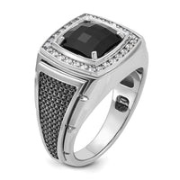 14k White Gold with Black Rhodium IBGoodman Men's Onyx and 1/4 carat Diamond Complete Ring-B52070-4WOX/AA