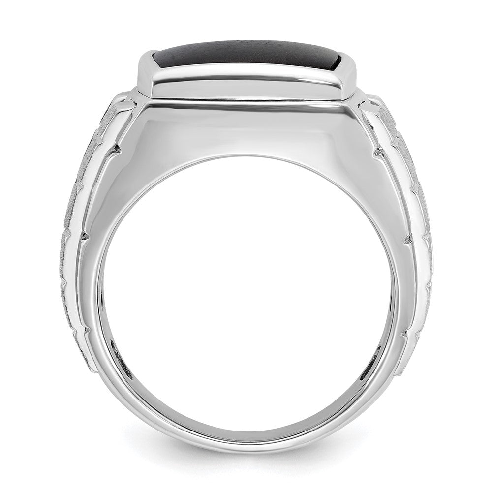 14k White Gold IBGoodman Men's Polished and Satin Onyx Complete Ring-B52074-4WOX