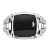 14k White Gold IBGoodman Men's Polished and Satin Onyx Complete Ring-B52074-4WOX