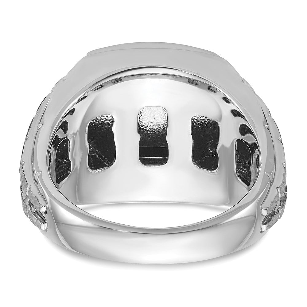 14k White Gold IBGoodman Men's Polished and Satin Onyx Complete Ring-B52074-4WOX