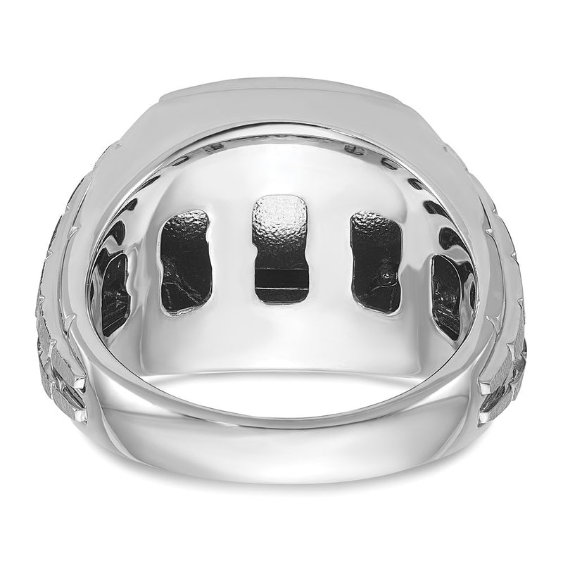 14k White Gold IBGoodman Men's Polished and Satin Onyx Complete Ring-B52074-4WOX