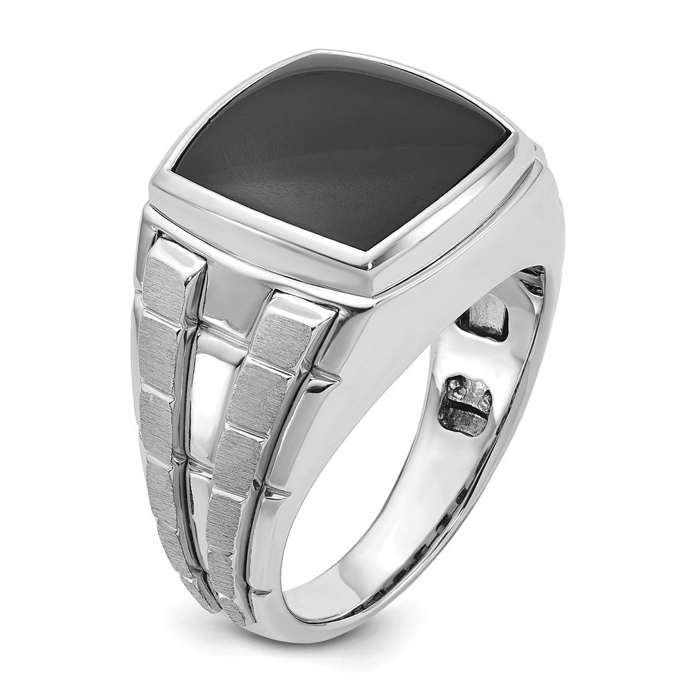 14k White Gold IBGoodman Men's Polished and Satin Onyx Complete Ring-B52074-4WOX