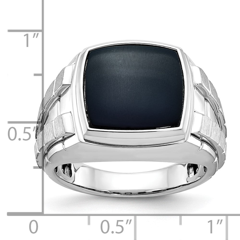 14k White Gold IBGoodman Men's Polished and Satin Onyx Complete Ring-B52074-4WOX