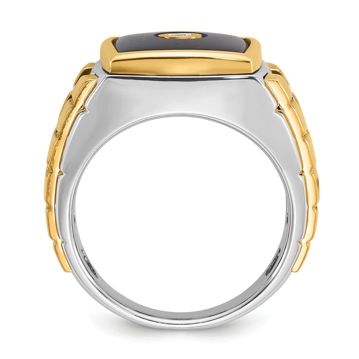10k Two-tone IBGoodman Men's Onyx and Diamond Ring Mounting-B52075