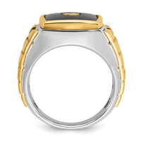 10k Two-tone IBGoodman Men's Onyx and Diamond Ring Mounting-B52075