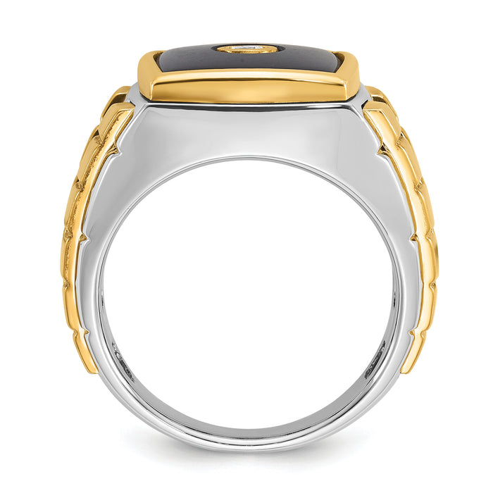 10k Two-tone IBGoodman Men's Onyx and Diamond Ring Mounting-B52075