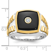 10k Two-tone IBGoodman Men's Onyx and Diamond Ring Mounting-B52075