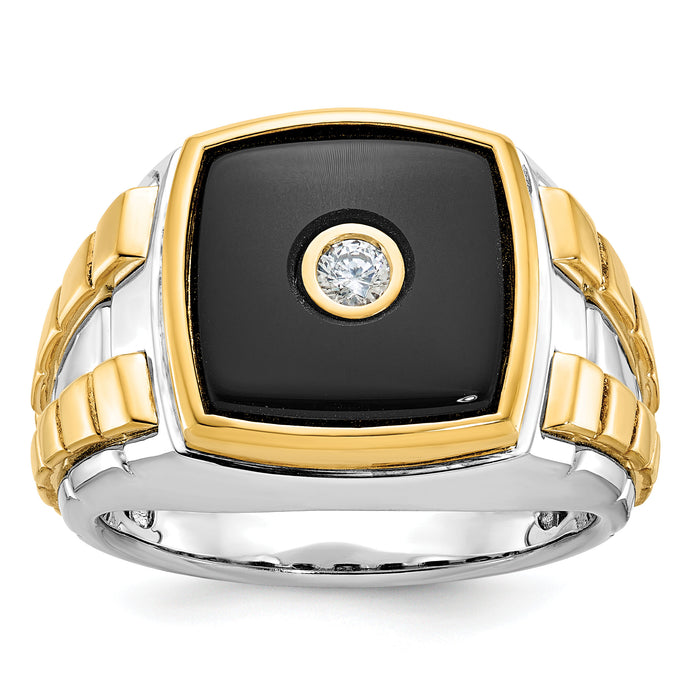 10k Two-tone IBGoodman Men's Onyx and Diamond Ring Mounting-B52075