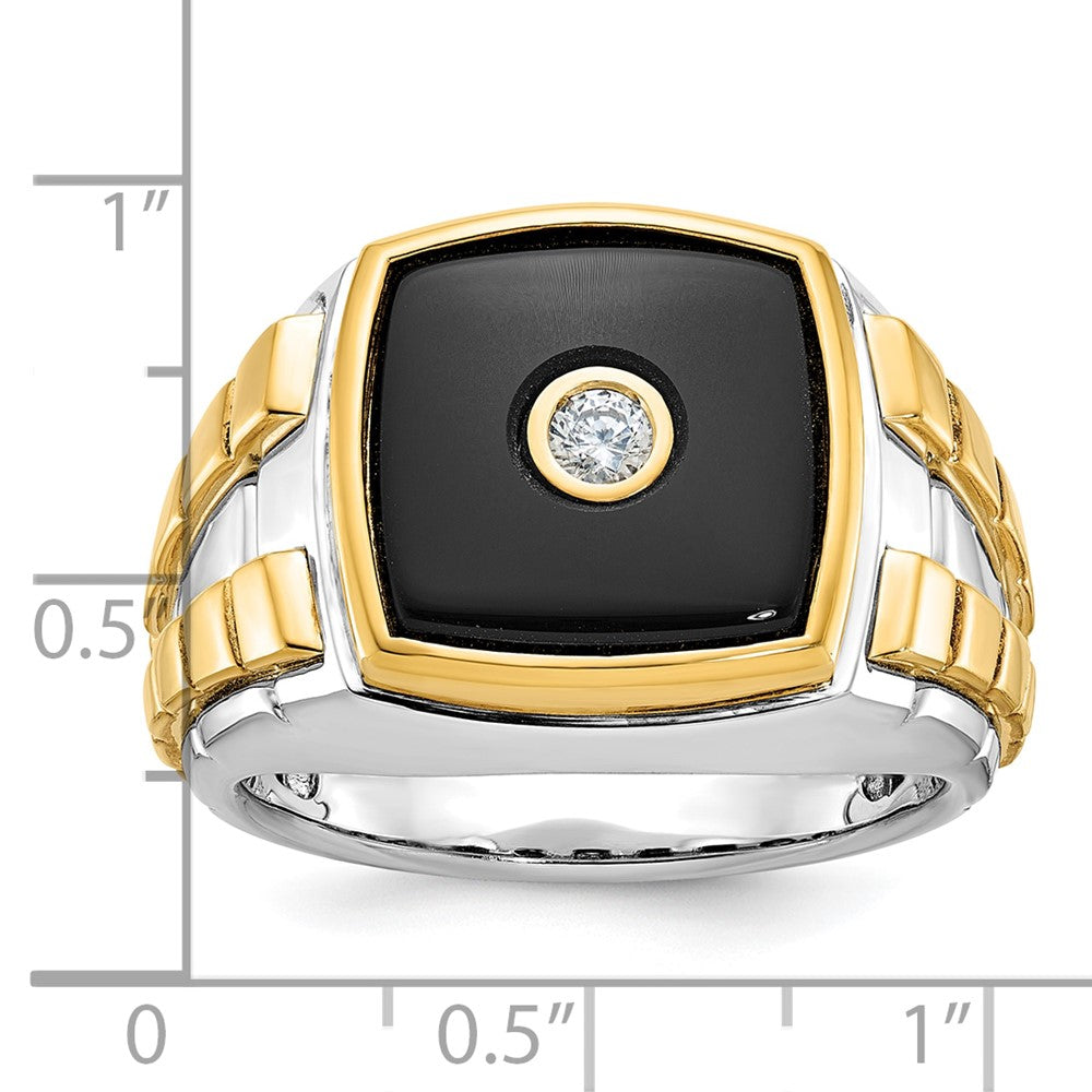 14k Two-tone IBGoodman Men's Onyx and 1/10 carat Diamond Complete Ring-B52075-4WYOX/AA