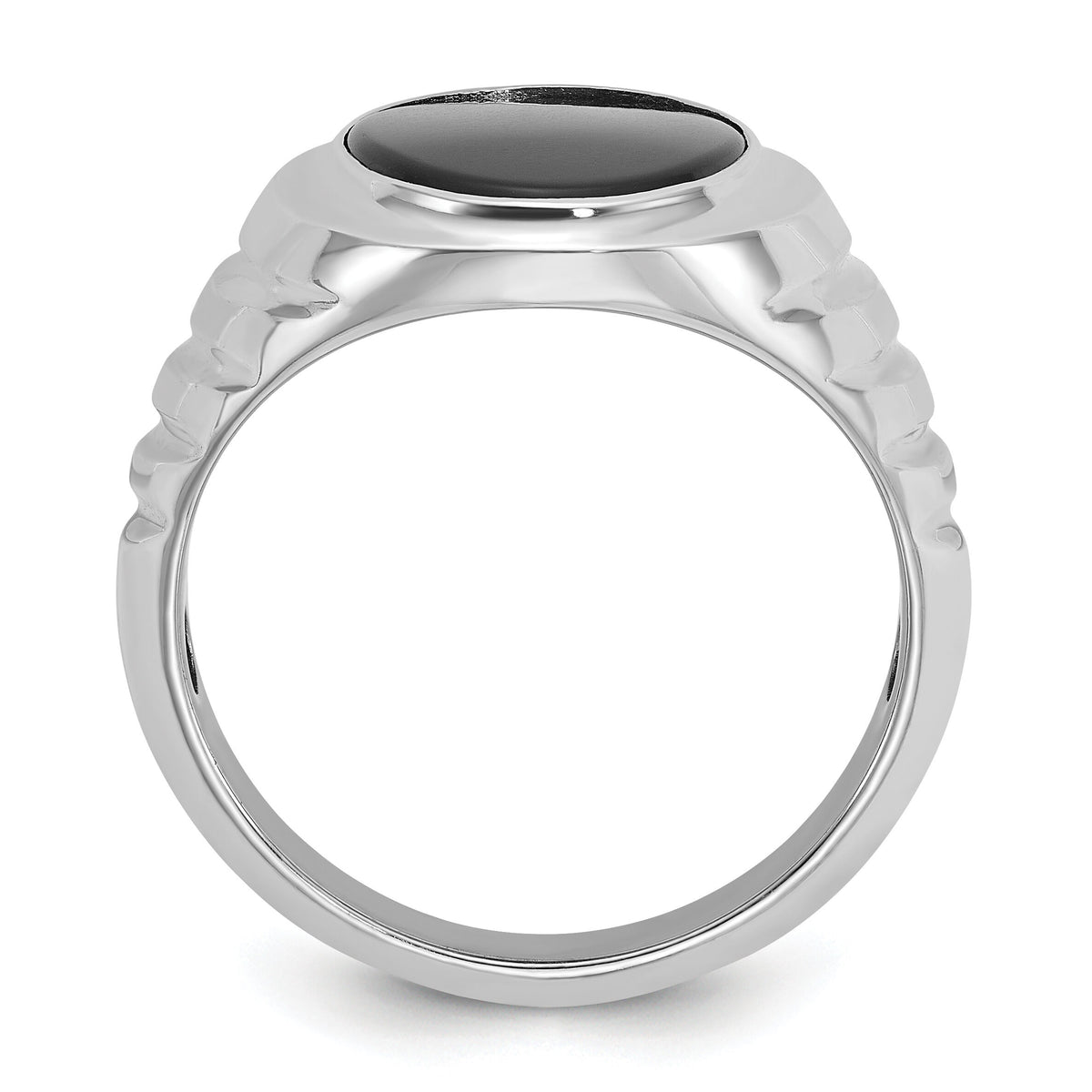 14k White Gold IBGoodman Men's Oval Onyx Complete Ring-B52100