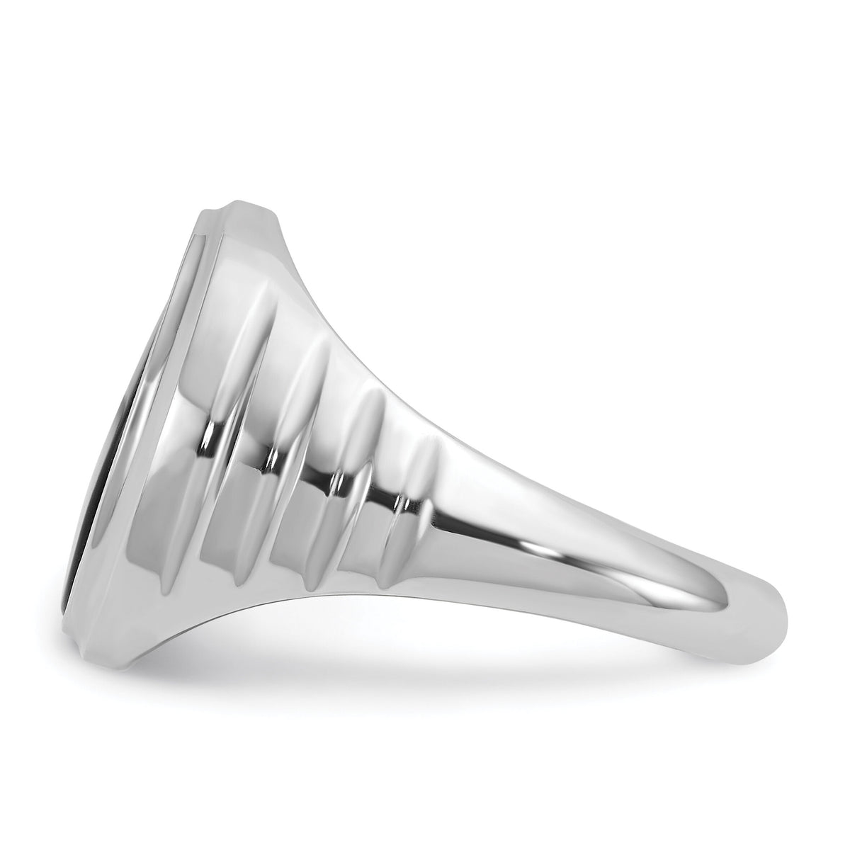 14k White Gold IBGoodman Men's Oval Onyx Complete Ring-B52100