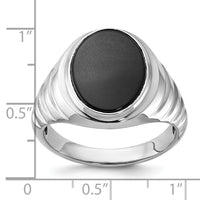 14k White Gold IBGoodman Men's Oval Onyx Complete Ring-B52100