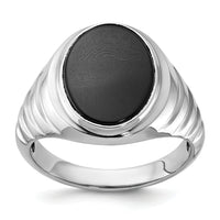 14k White Gold IBGoodman Men's Oval Onyx Complete Ring-B52100