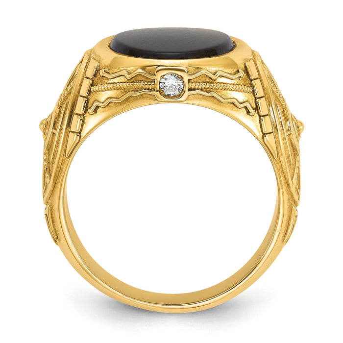 10k IBGoodman Men's Onyx and Diamond Complete Ring-B52103