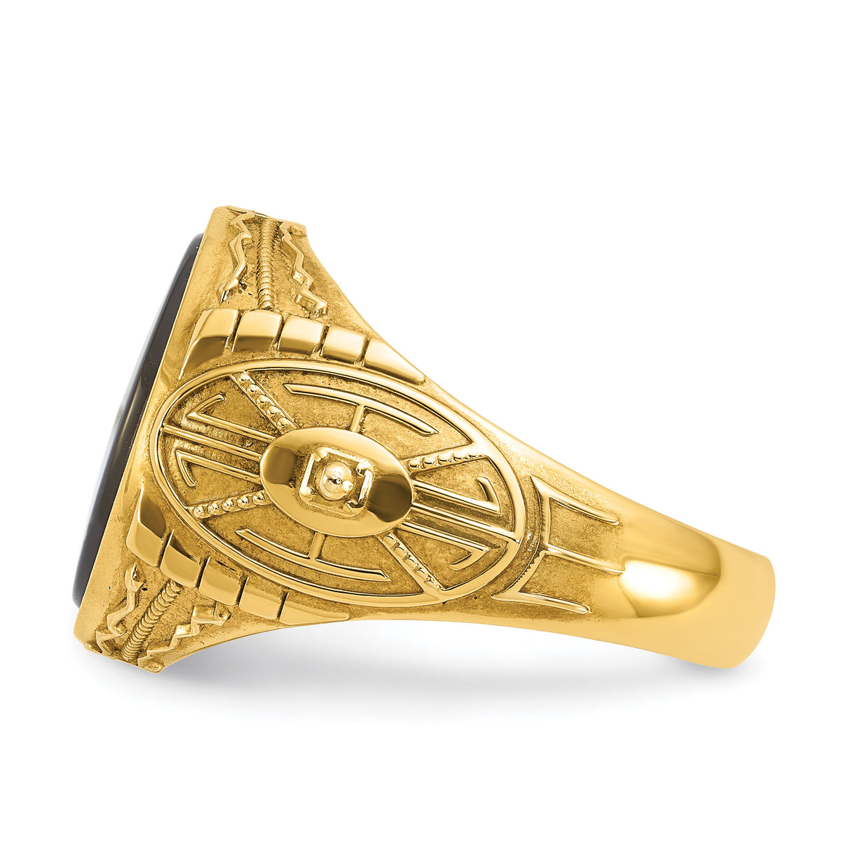 10k IBGoodman Men's Onyx and Diamond Complete Ring-B52103