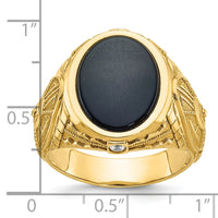 10k IBGoodman Men's Onyx and Diamond Complete Ring-B52103