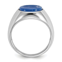 14k White Gold IBGoodman Men's Blue Agate Intaglio Complete Ring-B52128