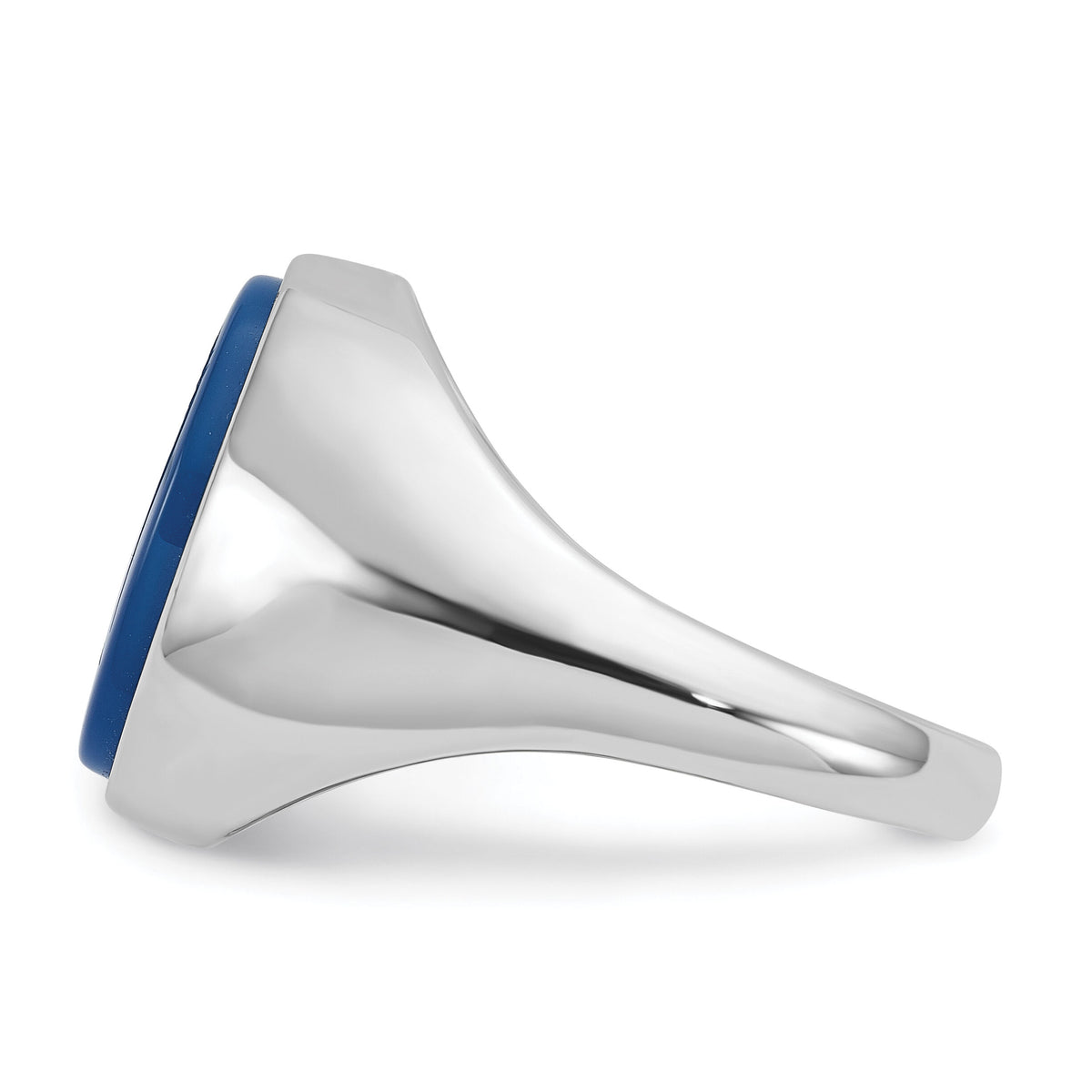 14k White Gold IBGoodman Men's Blue Agate Intaglio Complete Ring-B52128