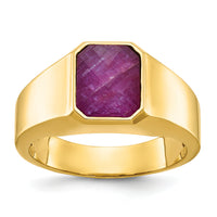 14k IBGoodman Men's Created Ruby Doublet Stone Complete Ring-B52129