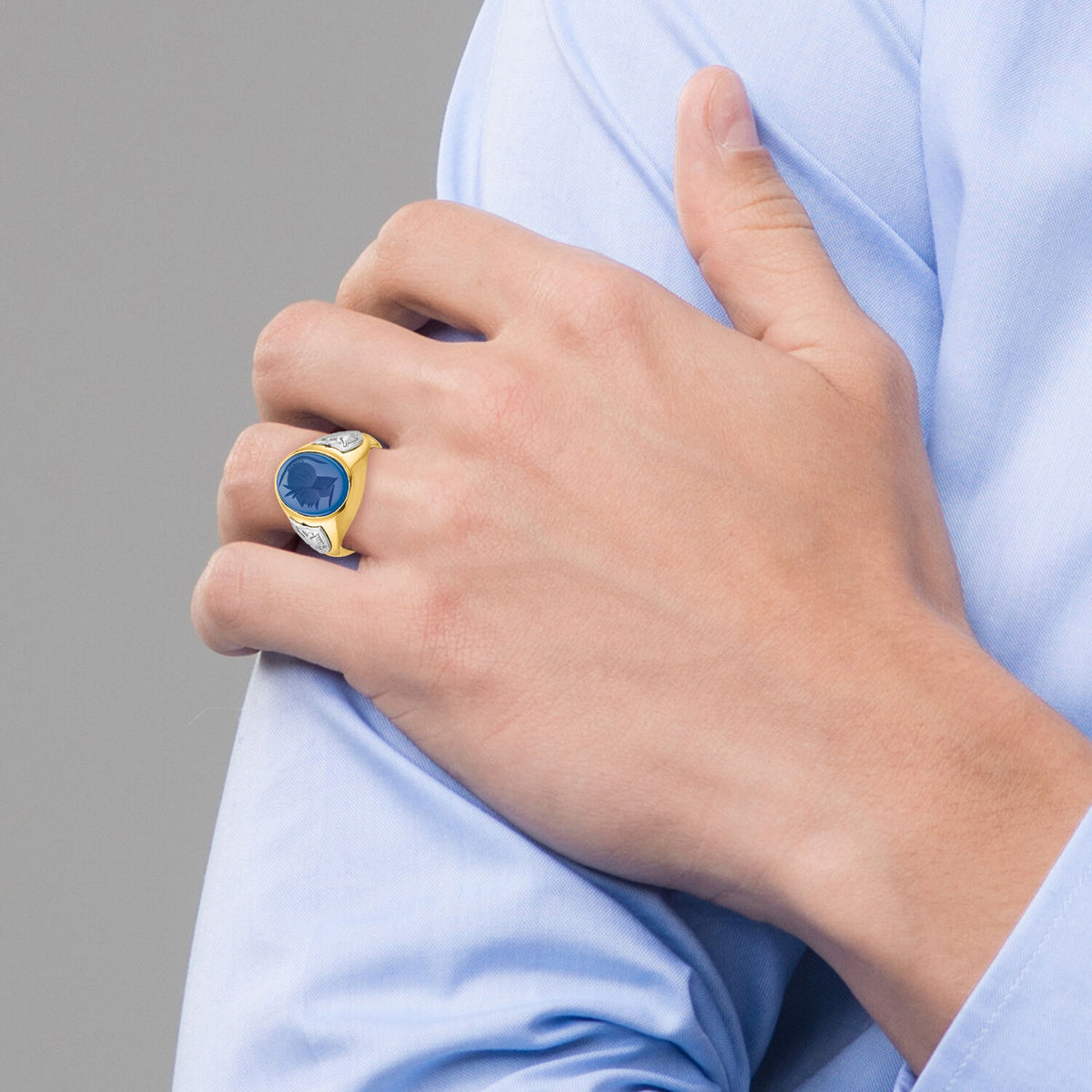 10k Two-tone IBGoodman Men's Gemstone Ring Mounting-B52132