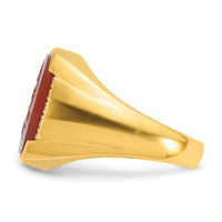 14k IBGoodman Men's Carnelian and Diamond Complete Ring-B52134