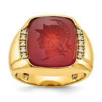 14k IBGoodman Men's Carnelian and Diamond Complete Ring-B52134