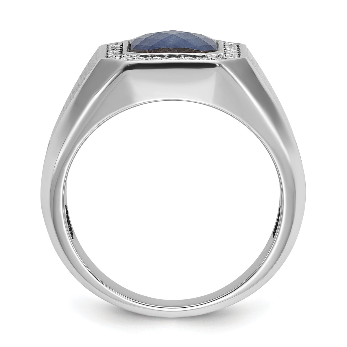 14k White Gold IBGoodman Satin Sapphire Doublet/Diamond Complete Ring-B52137