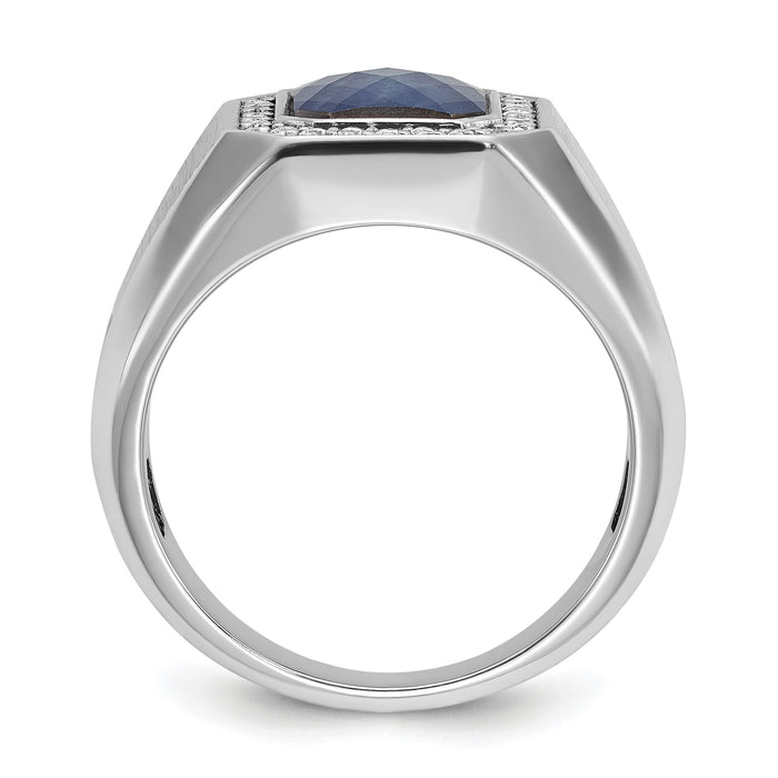 14k White Gold IBGoodman Satin Sapphire Doublet/Diamond Complete Ring-B52137