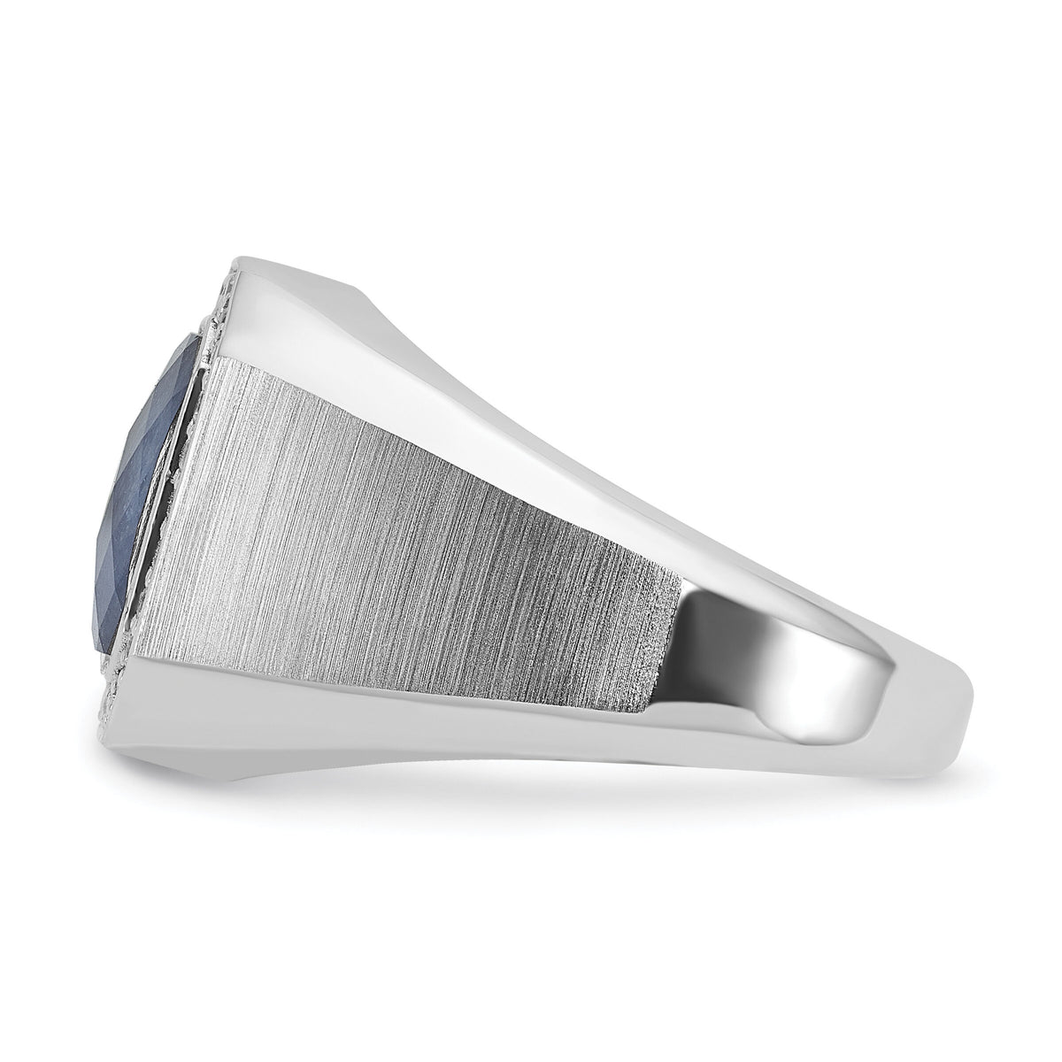 14k White Gold IBGoodman Satin Sapphire Doublet/Diamond Complete Ring-B52137